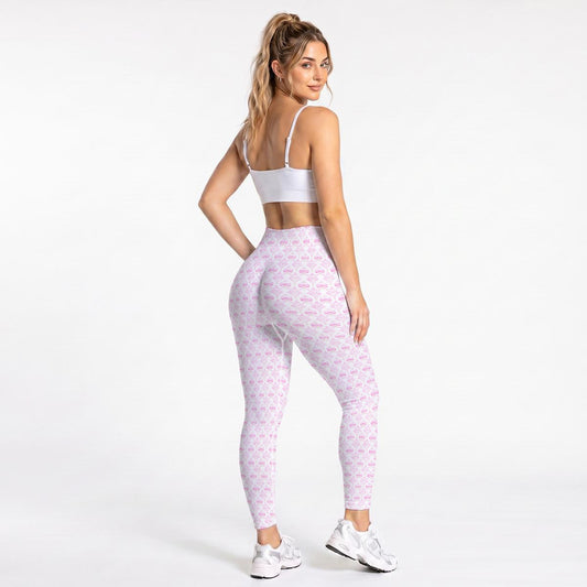 Grandmillenial Pink Bow Women's Seamless High Waisted Butt-Lifting Leggings