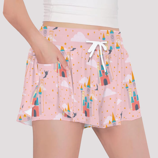Tink Pink Print Girls' Sports Culottes