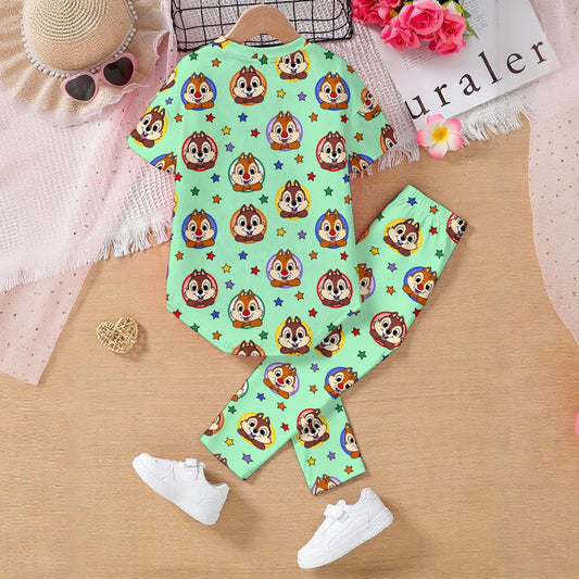 Green Chipmunks Kids' Casual Top and Pants Set
