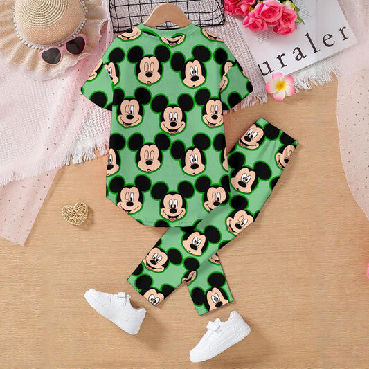 Green MM Kids' Casual Top and Pants Set