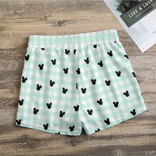 Green Gingham Women's Casual Shorts