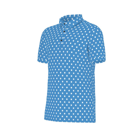 Blue Dots Men's Stretch Collar Polo Shirt