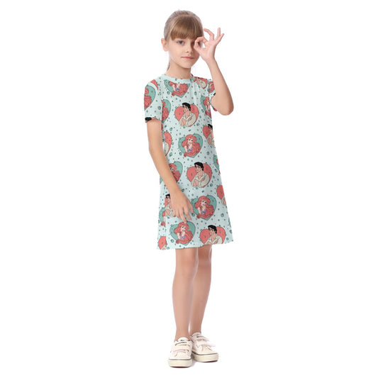 A Mermaid & Her Prince Kid's Short Sleeve Dress