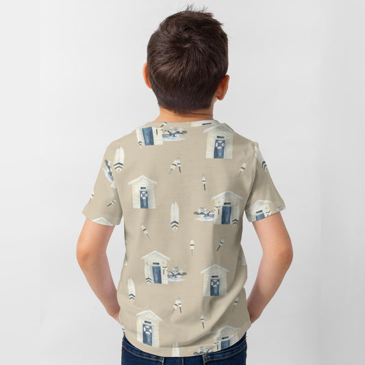 Khaki Beach Houses & Boards Kid's T-Shirt