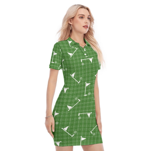 Golf Flag Women's Polo Collar Dress