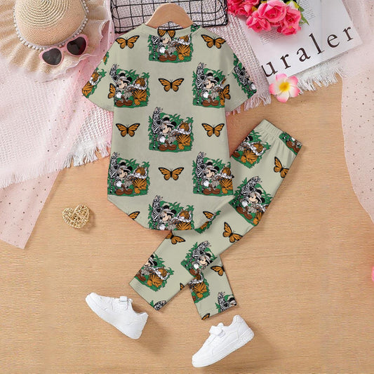 Safari Butterfly Kids' Casual Top and Pants Set