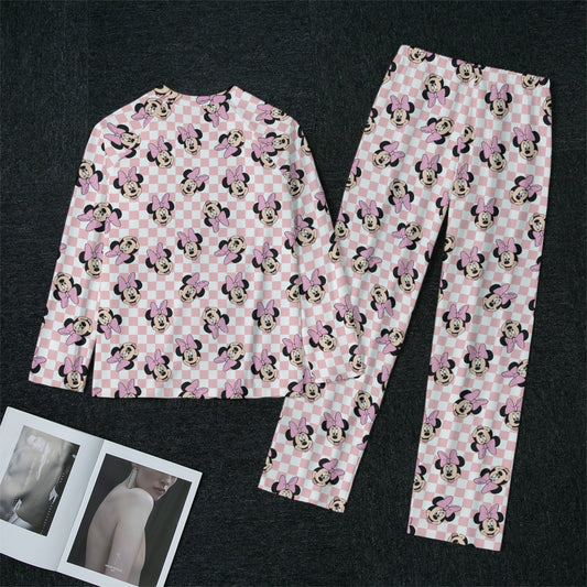 Checkered Minnie Women's Raglan Sleeve Pajamas