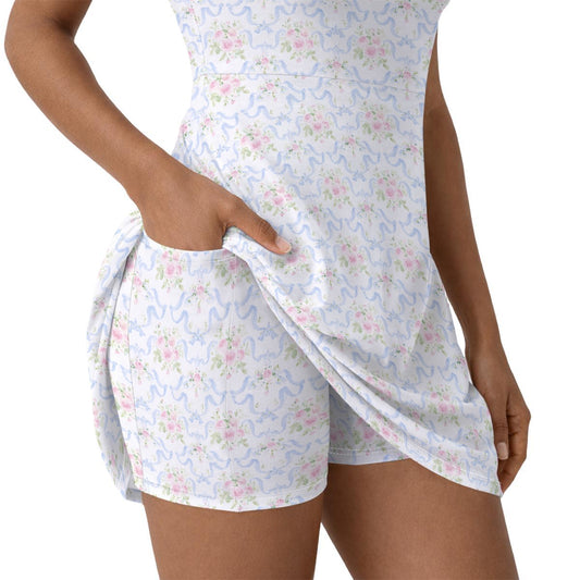 Grandmillenial Ribbon Women’s Athletic Dress With Built‑In Shorts