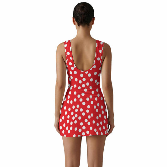 Dots Women's Sleeveless Bodysuit Dress