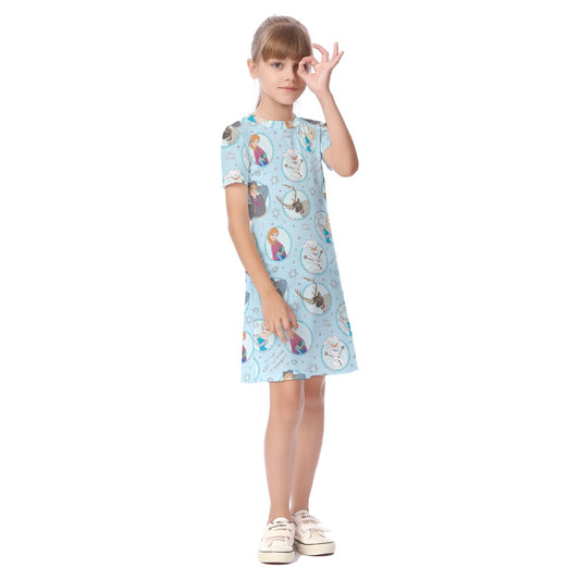 Blue Sisters & Friends Kid's Short Sleeve Dress
