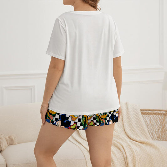 Checkered Friends Women's Soft-Touch Lounge Set With Shorts