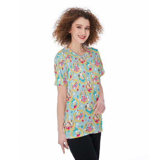 Vintage Cruising Stripe Women's Round Neck T-Shirt