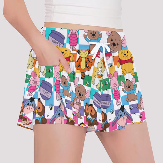 Colorful Checkered Winnie Girls' Sports Culottes