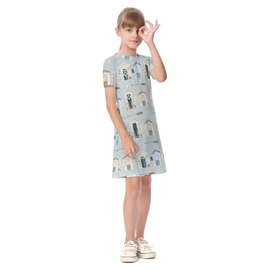 Beach Houses & Oars Kid's Short Sleeve Dress