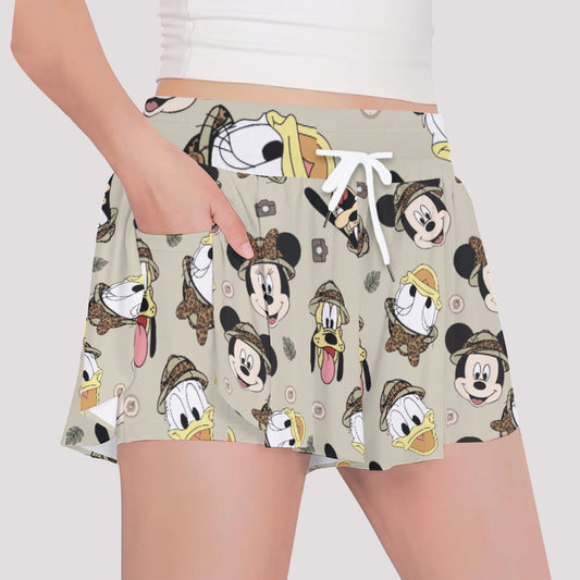Large Safari Faces Girls' Sports Culottes