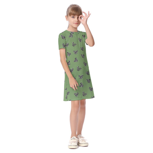 Green Zebra MM Kid's Short Sleeve Dress