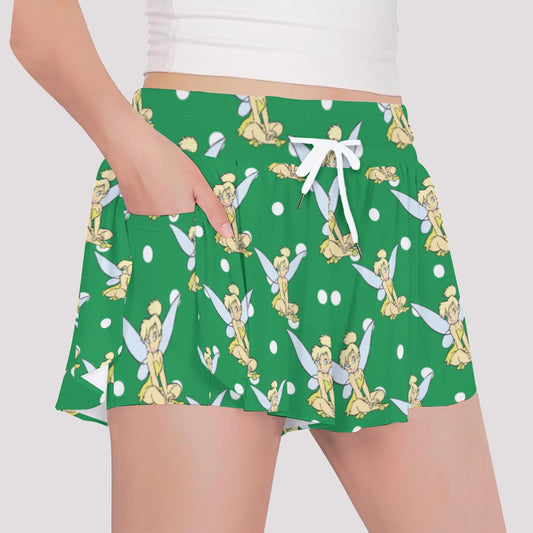 Green Polka Dot Tink Girls' Sports Culottes