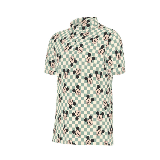 Checkered MM Men's Stretch Collar Polo Shirt