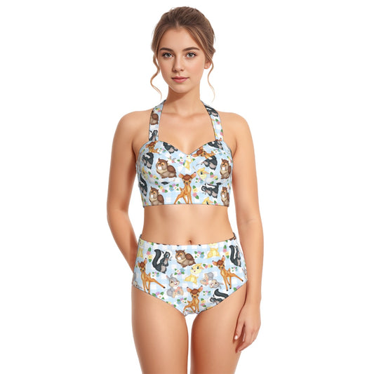 Forest Friends Women's Swimsuit Set With Halter