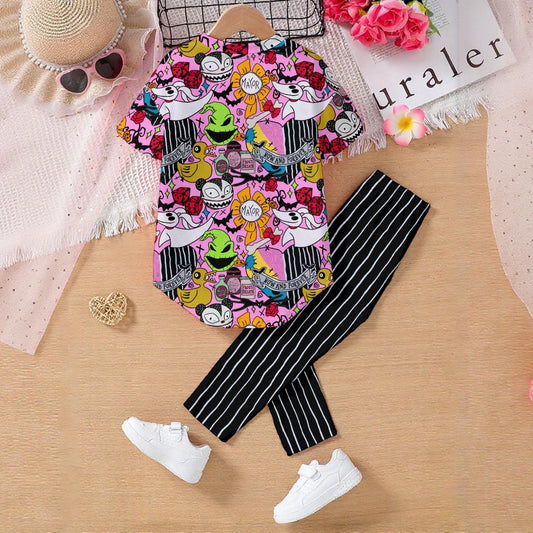 NBC Stitched and Striped Kids' Casual Top and Pants Set