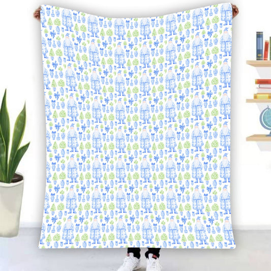 Single-Side Grandmillenial Santa Flannel Blanket