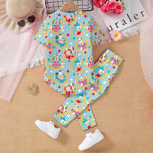Vintage Cruising Stripe Kids' Casual Top and Pants Set