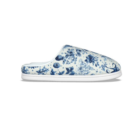 Blue Christmas Toile Women's Plush Slippers