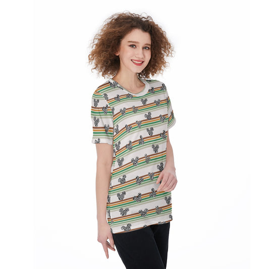 Zebra MM & Safari Stripe Women's Round Neck T-Shirt