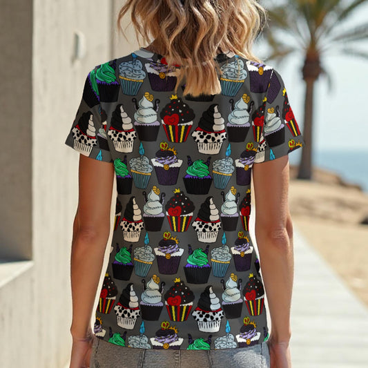 Gray Villain Cupcakes Women‘s V-neck T-Shirt