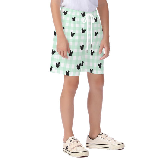 Green Gingham Kid's Beach Shorts