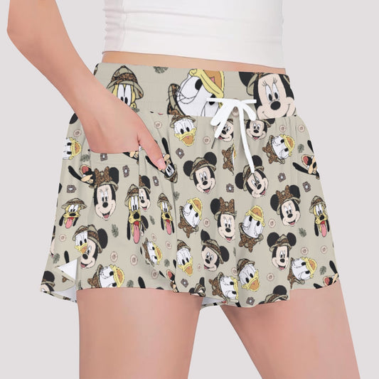 Safari Faces Print Girls' Sports Culottes