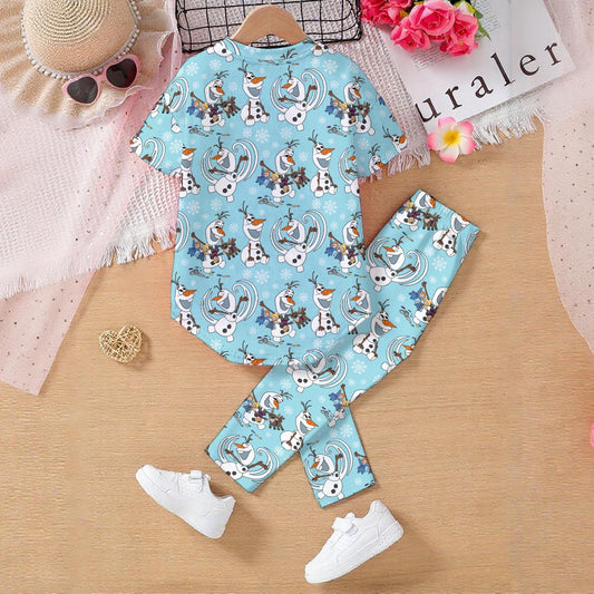 Blue Snowman Kids' Casual Top and Pants Set
