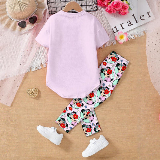 Floral Minnie Kids' Casual Top and Pants Set