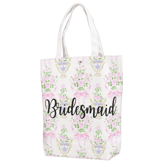 Bridesmaid Floral Canvas Bag With Shoulder Strap