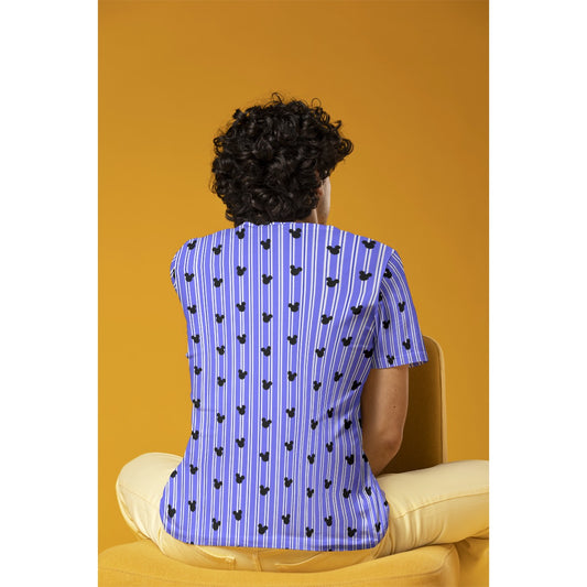Bright Blue Stripe Men's Crew Neck T-Shirt