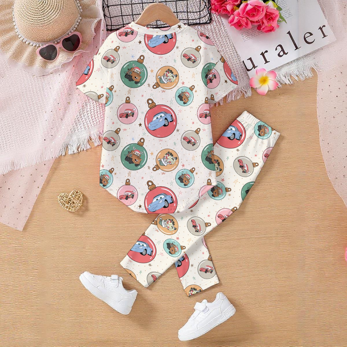 Car Ornaments Kids' Casual Top and Pants Set