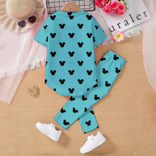 Teal MM Kids' Casual Top and Pants Set
