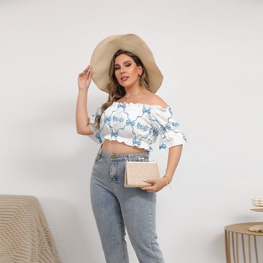 Bride [white] Women's Off-shoulder Cropped Top With Short Puff Sleeve