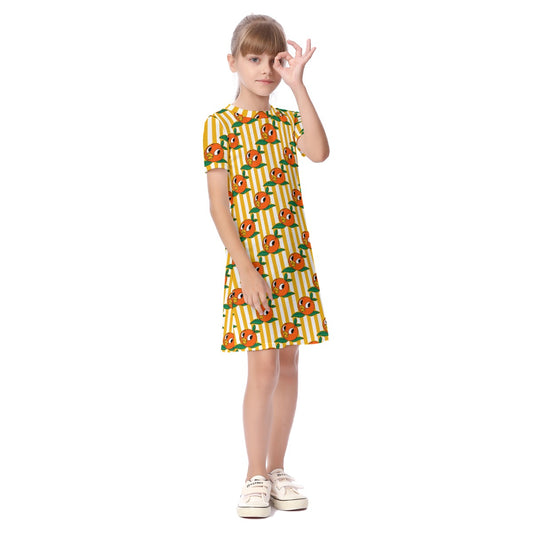 Striped Birdie Kid's Short Sleeve Dress