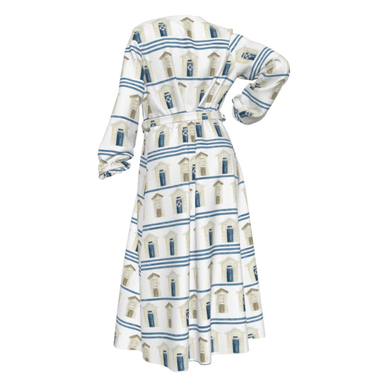 Striped Beach Houses Women's Lace-up Chiffon Robe