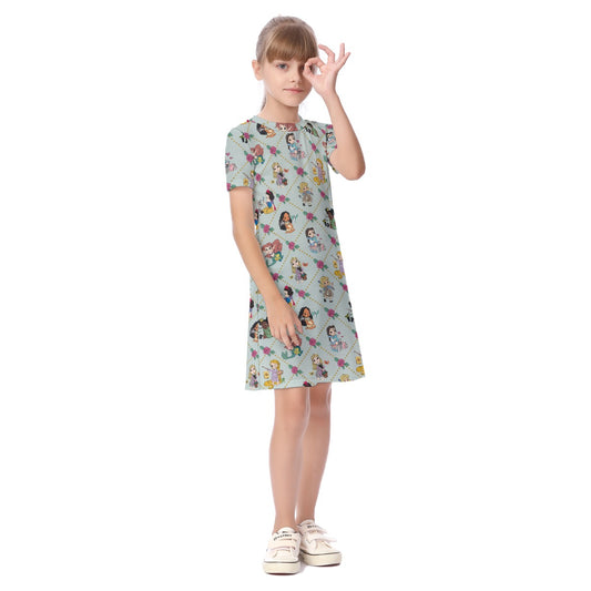 Diamond Princesses Sage Kid's Short Sleeve Dress