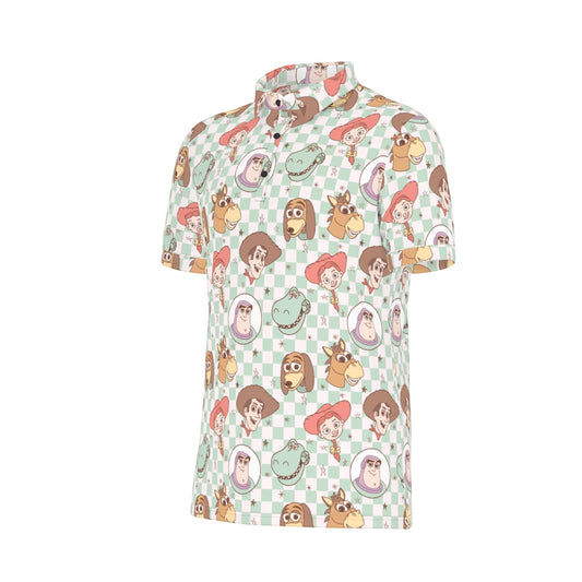 Checkered TS Men's Stretch Collar Polo Shirt