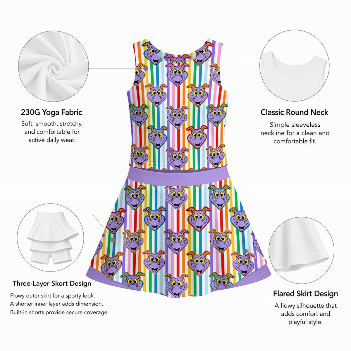 Striped Figgy Girls Sports Tank & Skort Set