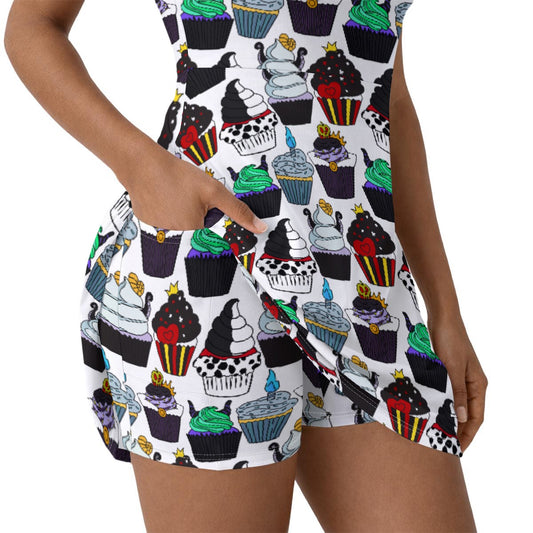Villain Cupcakes Women’s Athletic Dress With Built‑In Shorts