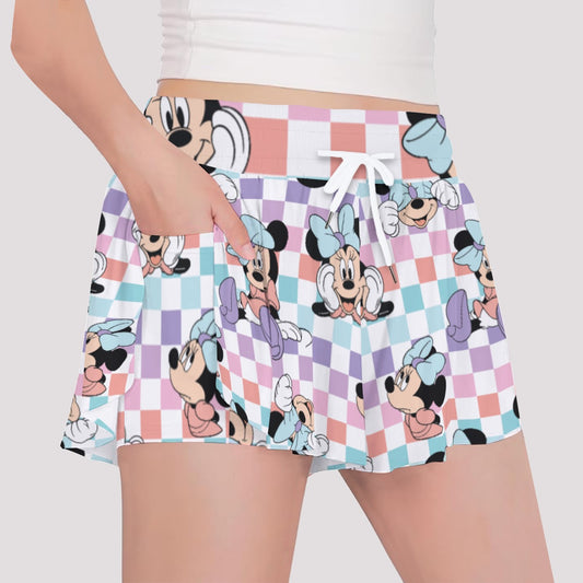 Colorful Check Minnie Girls' Sports Culottes