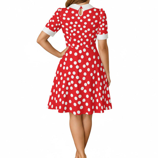 Minnie Women's A-Line Dress With Peter Pan Neck
