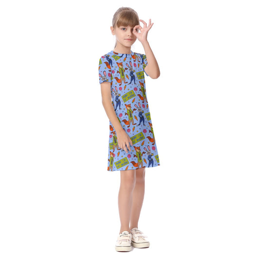 Zoo Animals Kid's Short Sleeve Dress