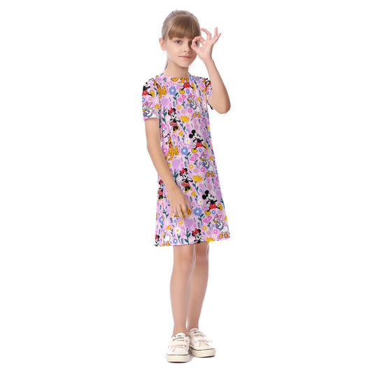 Field of Flowers MM [pink] Kid's Short Sleeve Dress