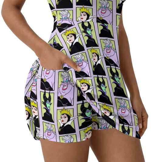 Villain Portraits Women’s Athletic Dress With Built‑In Shorts