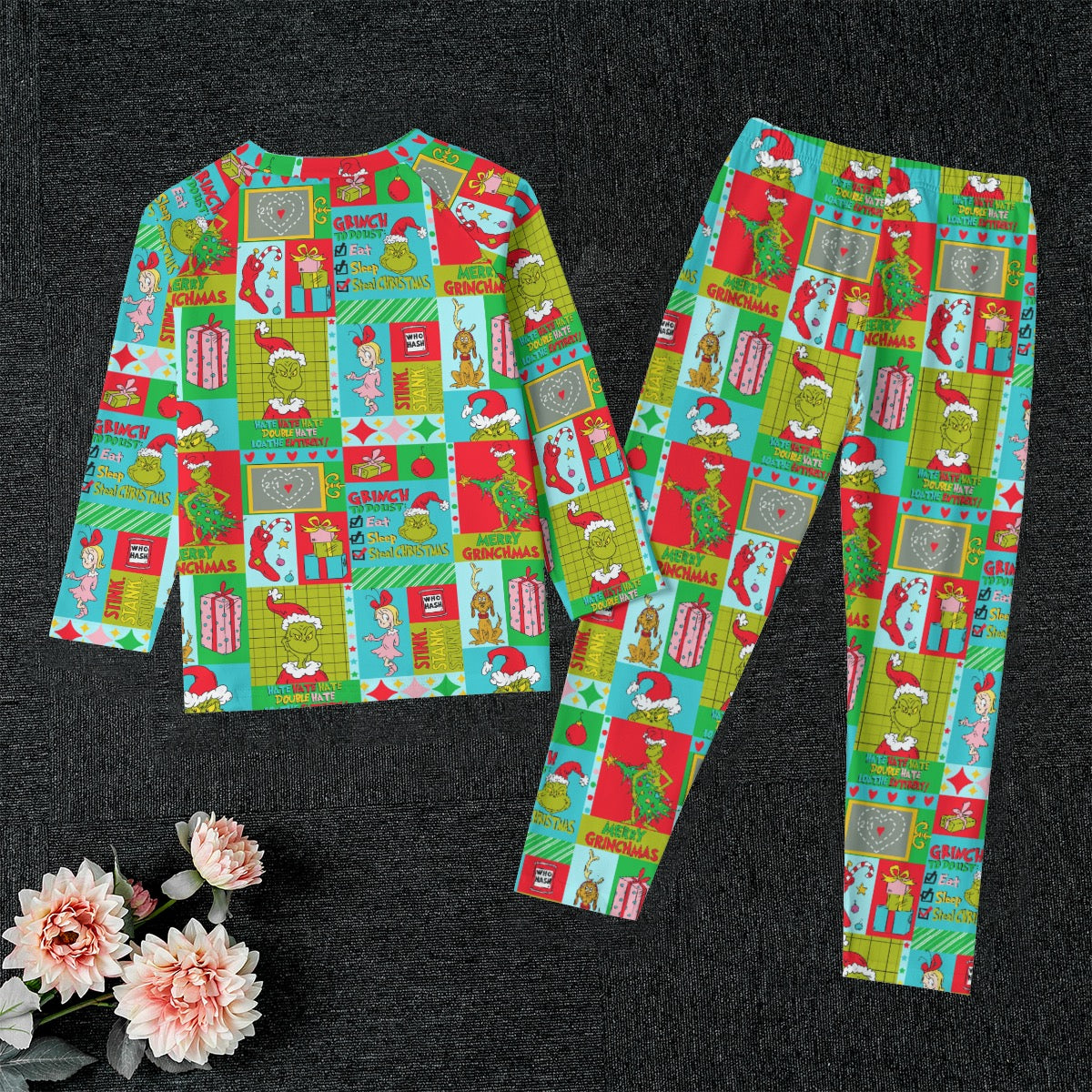 Mean One Patchwork Kid's Raglan Sleeve Pajama Set